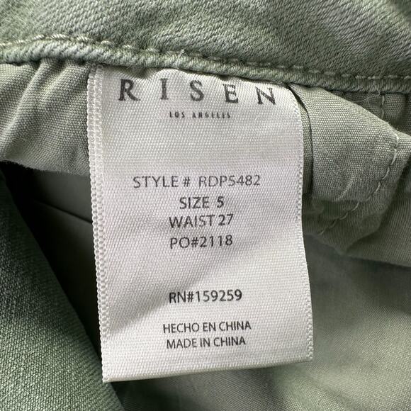 Risen High Rise Side Twill Tape Detail Straight Pants Jeans 5 army‎ green soft! - Picture 7 of 11